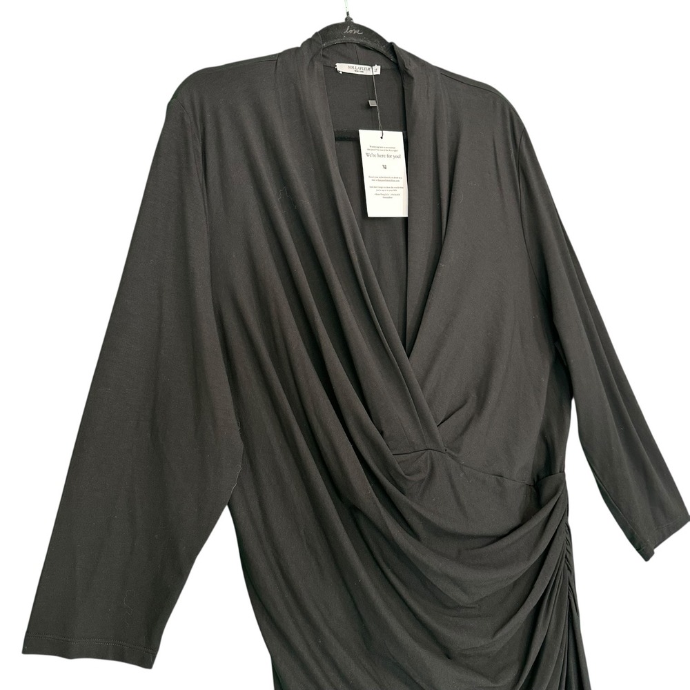 MM.LaFleur Fey Top Black Stretch Ruched Wrap Blouse +3 Plus Size Career NWT - Picture 3 of 12